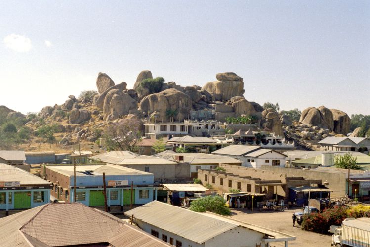 rocks and roofs in town